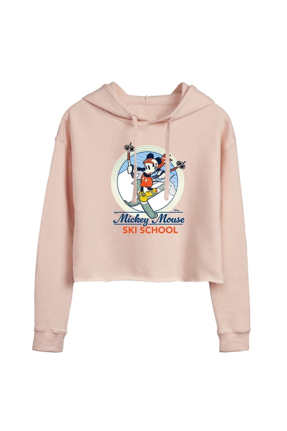 - Mickey Mouse Ski School - Juniors Cropped Pullover Hoodie