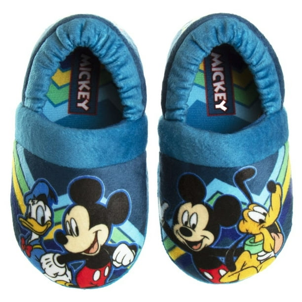 Disney Mickey Mouse Slippers for toddler boys - Navy Multi, 5-6 ...