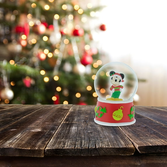 Disney Mickey Mouse Snow Globe, 55mm Round, Red, Green, Multi-Color