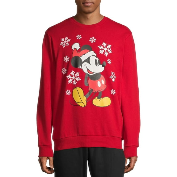 Disney Mickey Mouse Snowy Men's and Big Men's Pullover Graphic Sweatshirt