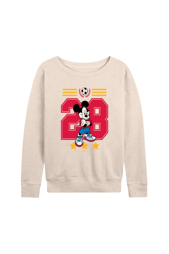 - Mickey Mouse Soccer Jersey - Women's French Terry Long Sleeve Pullover