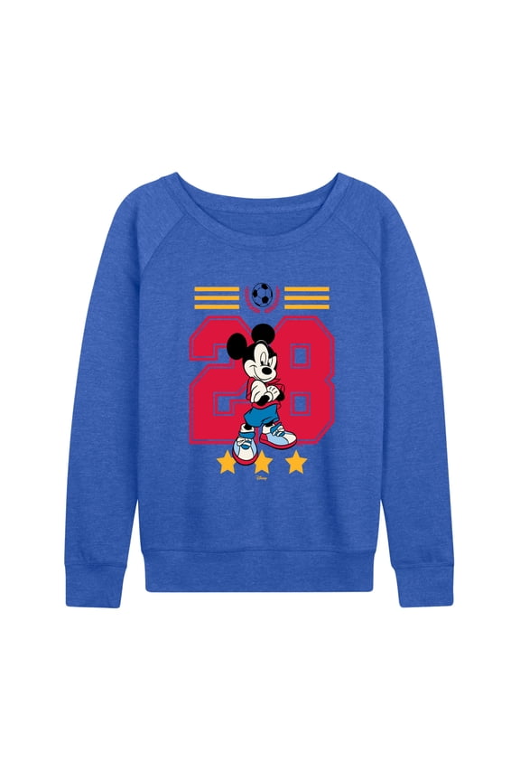 - Mickey Mouse Soccer Jersey - Women's French Terry Long Sleeve Pullover