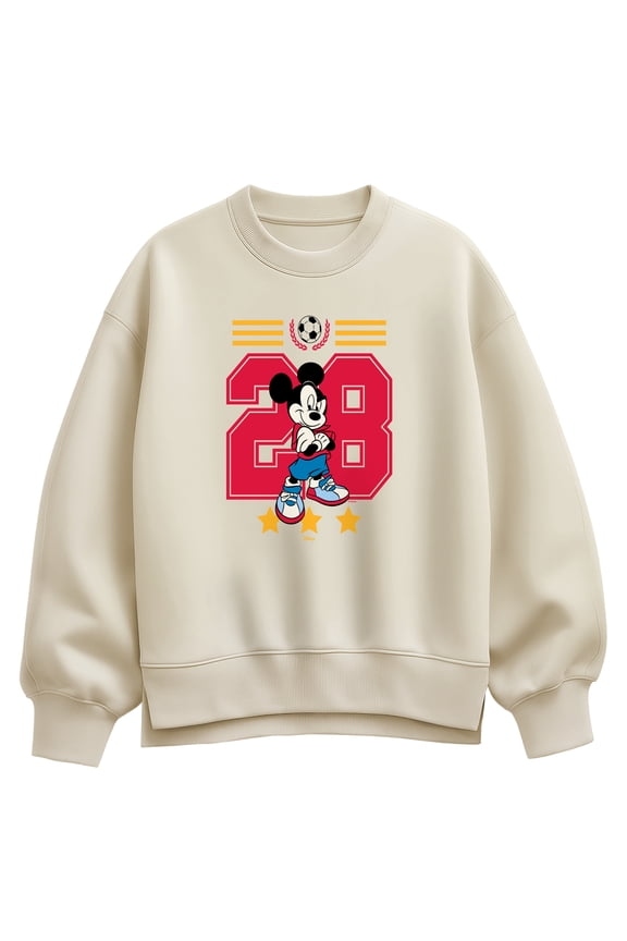 - Mickey Mouse Soccer Jersey - Women's Oversized Fleece Crew Sweatshirt