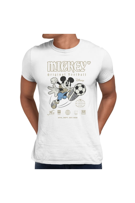 Mickey Mouse Soccer Original Football Men's T Shirt (White, S-XXXL)