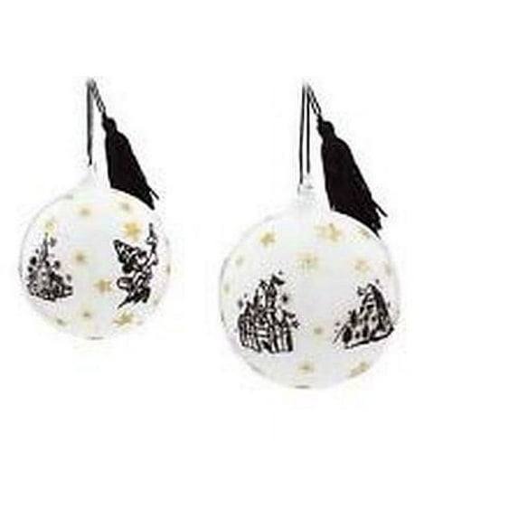 Disney Mickey Mouse Sorcerer Christmas Ornament- White Glass Ball Ornament- Disney Parks Exclusive