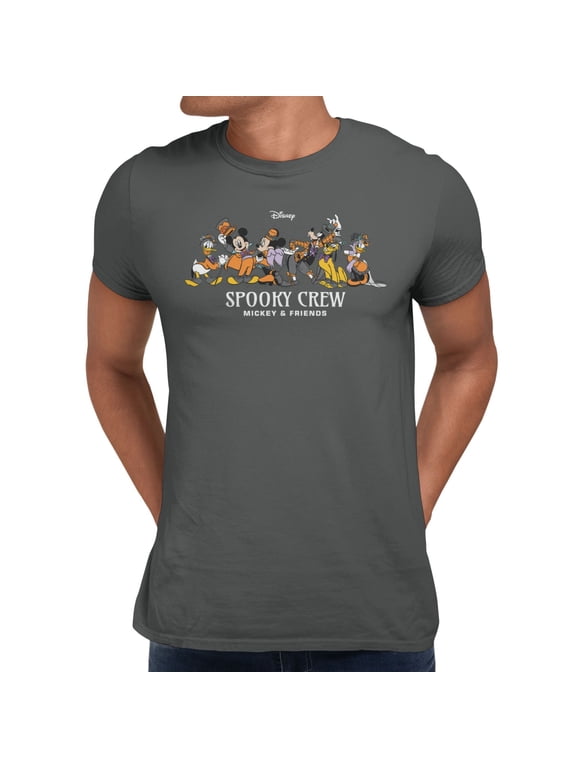 Mickey Mouse Spooky Crew Halloween Men's T Shirt (Charcoal, S-XXXL)