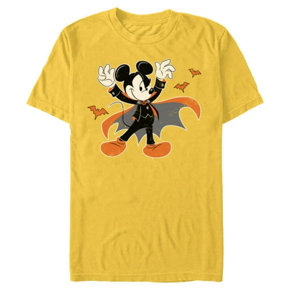 Disney Mickey Mouse Spooky Dracula Costume Halloween - Short Sleeve Blended T-Shirt for Adults - Customized-Yellow