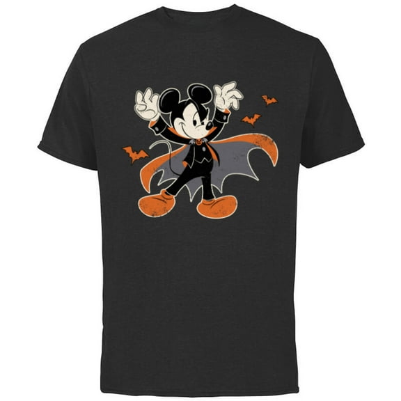Disney Mickey Mouse Spooky Dracula Costume Halloween - Short Sleeve Cotton T-Shirt for Adults - Customized-Black