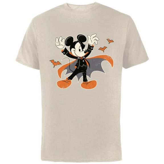 Disney Mickey Mouse Spooky Dracula Costume Halloween - Short Sleeve Cotton T-Shirt for Adults - Customized-Putty