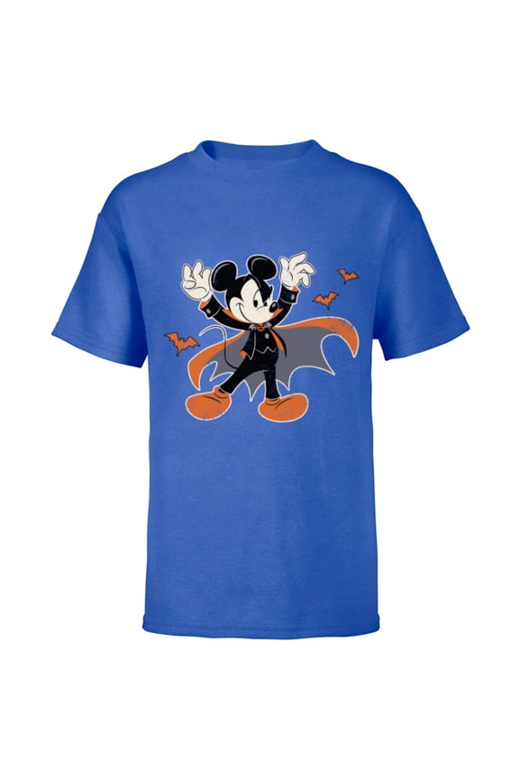 Mickey Mouse Spooky Dracula Costume Halloween - Short Sleeve T-Shirt for Kids - Customized-Royal
