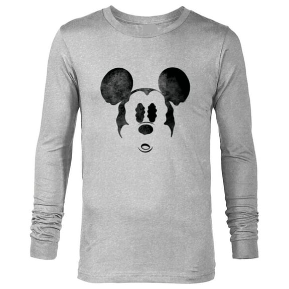Disney Mickey Mouse Spooky Wiggly Face Retro Distressed - Long Sleeve T-Shirt for Men - Customized-Athletic Heather
