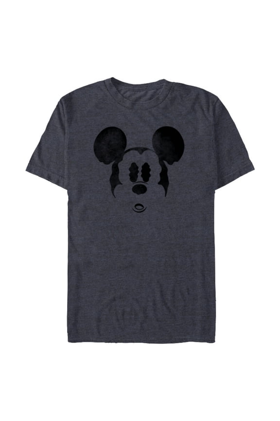 Mickey Mouse Spooky Wiggly Face Retro Distressed - Short Sleeve Blended T-Shirt for Adults - Customized-Navy Heather