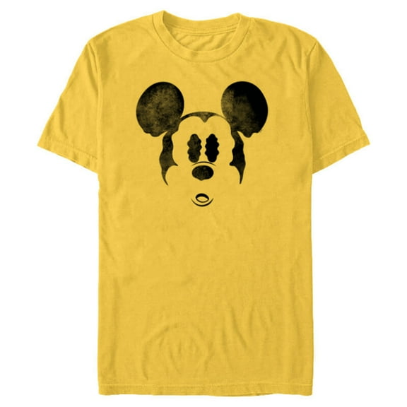 Disney Mickey Mouse Spooky Wiggly Face Retro Distressed - Short Sleeve Blended T-Shirt for Adults - Customized-Yellow
