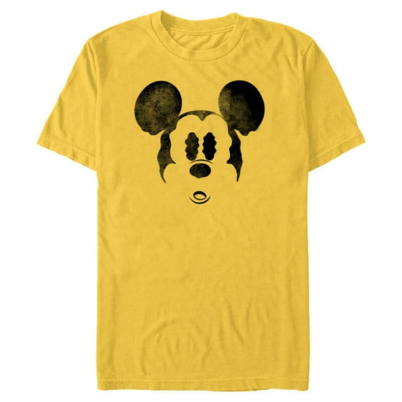 Disney Mickey Mouse Spooky Wiggly Face Retro Distressed - Short Sleeve Blended T-Shirt for Adults - Customized-Yellow