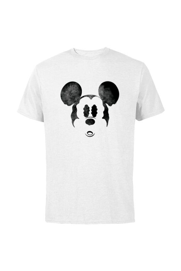 Mickey Mouse Spooky Wiggly Face Retro Distressed - Short Sleeve Cotton T-Shirt for Adults - Customized-White
