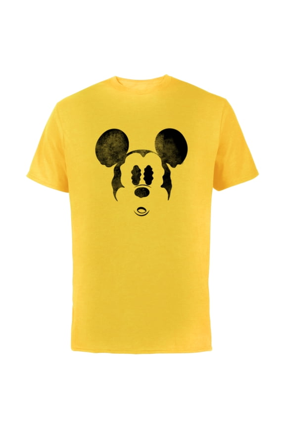 Mickey Mouse Spooky Wiggly Face Retro Distressed - Short Sleeve Cotton T-Shirt for Adults - Customized-Yellow