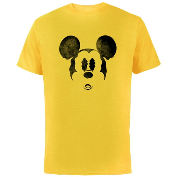 Disney Mickey Mouse Spooky Wiggly Face Retro Distressed - Short Sleeve Cotton T-Shirt for Adults - Customized-Yellow