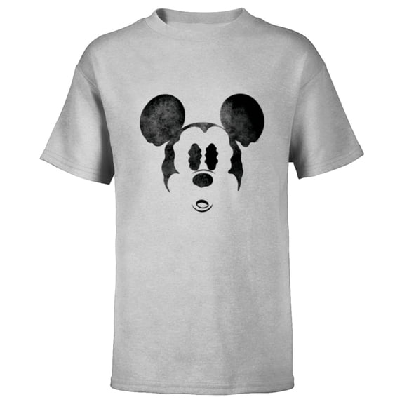 Disney Mickey Mouse Spooky Wiggly Face Retro Distressed - Short Sleeve T-Shirt for Kids - Customized-Athletic Heather