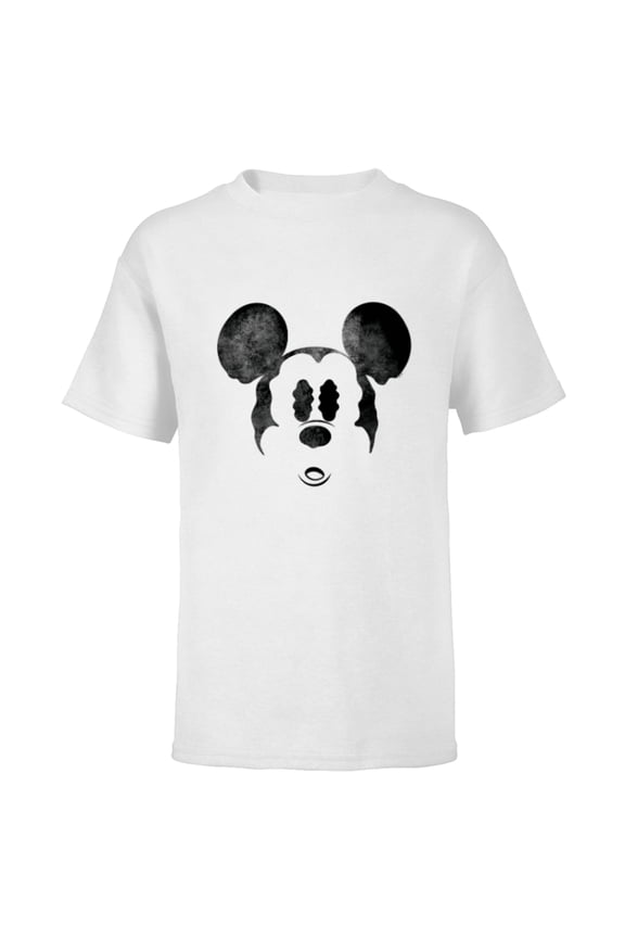 Mickey Mouse Spooky Wiggly Face Retro Distressed - Short Sleeve T-Shirt for Kids - Customized-White