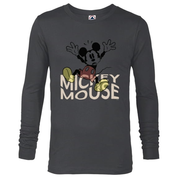 Disney Mickey Mouse Spooky Wiggly Silly Retro Distressed - Long Sleeve T-Shirt for Men - Customized-Charcoal Heather