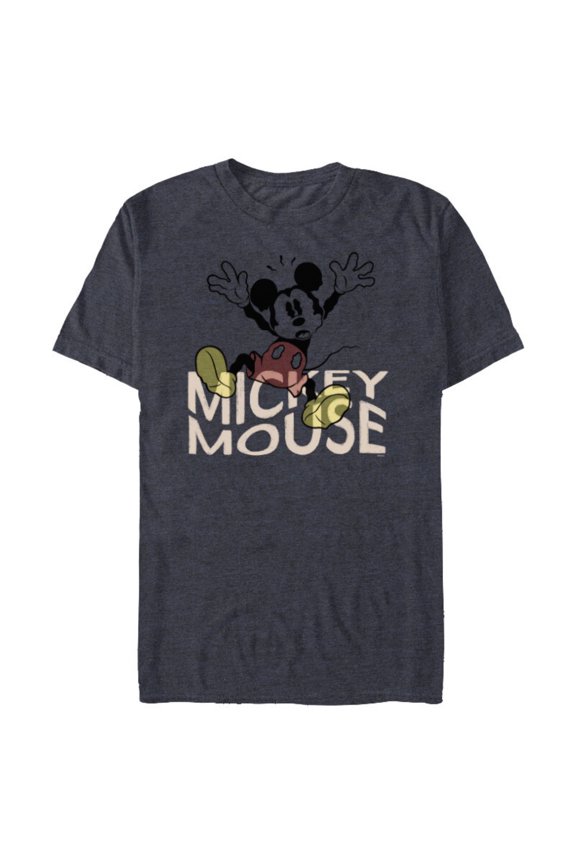 Mickey Mouse Spooky Wiggly Silly Retro Distressed - Short Sleeve Blended T-Shirt for Adults - Customized-Navy Heather