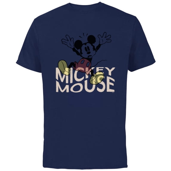 Disney Mickey Mouse Spooky Wiggly Silly Retro Distressed - Short Sleeve Cotton T-Shirt for Adults - Customized-Navy