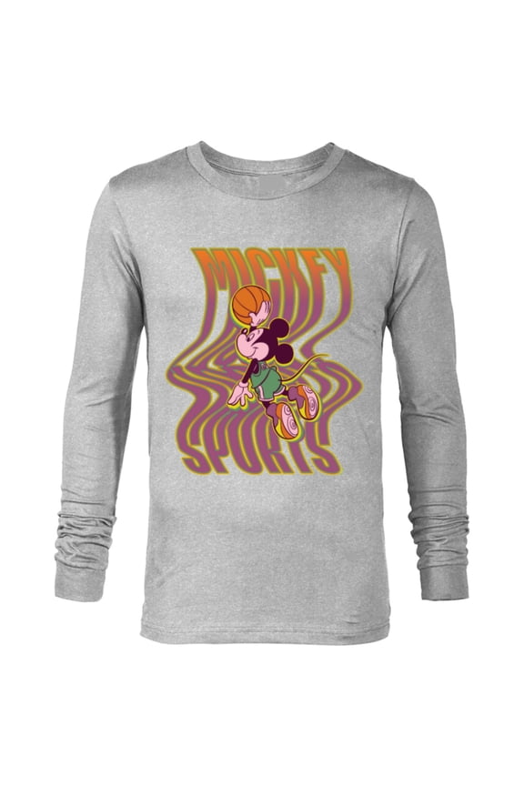 Mickey Mouse Sports Basketball Dunk Wavy Letters - Long Sleeve T-Shirt for Men - Customized-Athletic Heather