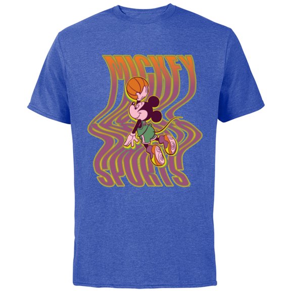 Disney Mickey Mouse Sports Basketball Dunk Wavy Letters - Short Sleeve Cotton T-Shirt for Adults - Customized-Royal Heather