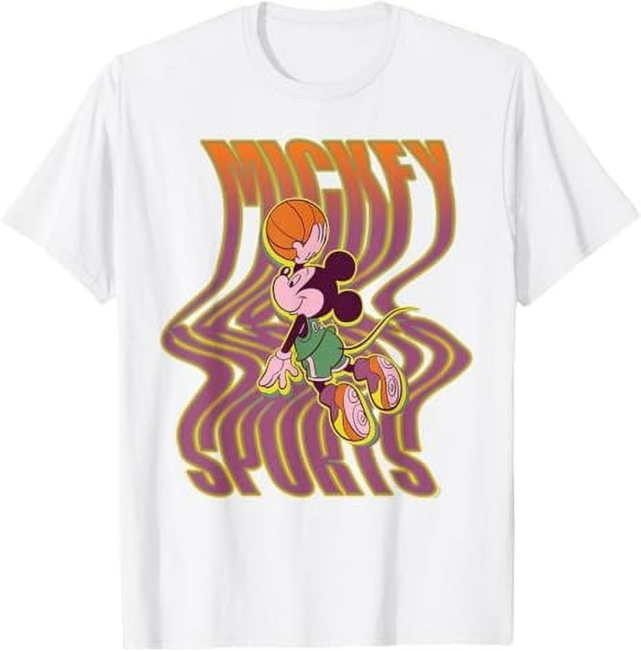 Disney Mickey Mouse Sports Basketball Dunk Wavy Letters TShirt