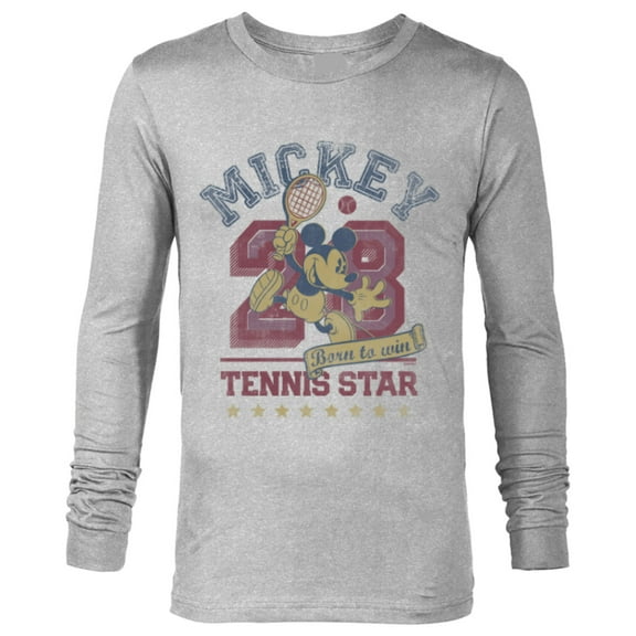 Disney Mickey Mouse Sports Tennis Star 28 Distressed - Long Sleeve T-Shirt for Men - Customized-Athletic Heather