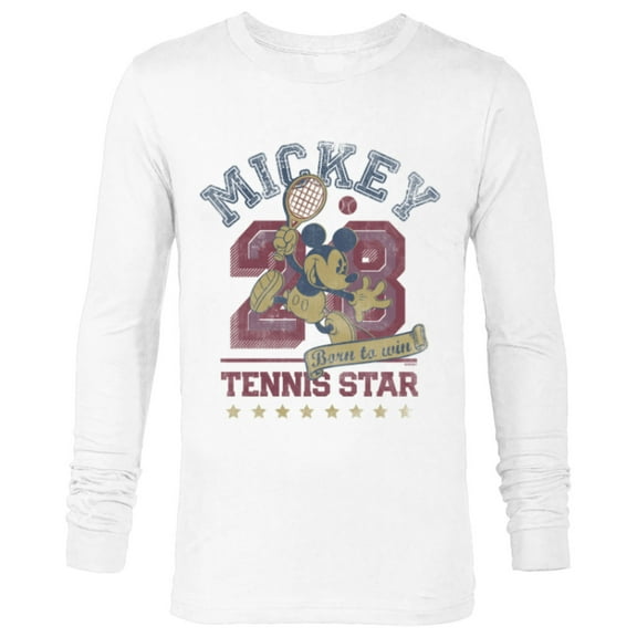 Disney Mickey Mouse Sports Tennis Star 28 Distressed - Long Sleeve T-Shirt for Men - Customized-White