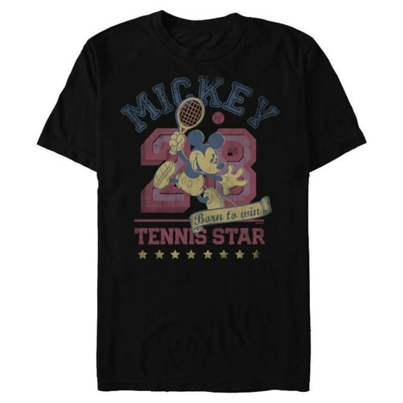 Disney Mickey Mouse Sports Tennis Star 28 Distressed - Short Sleeve Blended T-Shirt for Adults - Customized-Black