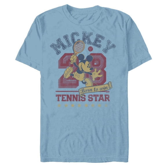 Disney Mickey Mouse Sports Tennis Star 28 Distressed - Short Sleeve Blended T-Shirt for Adults - Customized-Ocean Blue