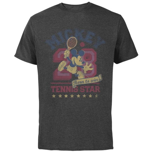 Disney Mickey Mouse Sports Tennis Star 28 Distressed - Short Sleeve Cotton T-Shirt for Adults - Customized-Charcoal