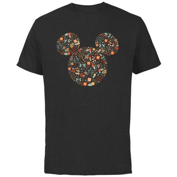 Disney Mickey Mouse Spring Head Icon with Bow Springtime - Short Sleeve Cotton T-Shirt for Adults - Customized-Black