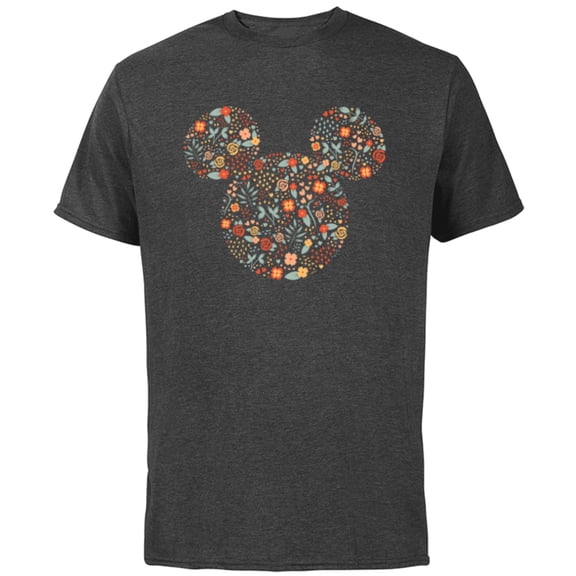 Disney Mickey Mouse Spring Head Icon with Bow Springtime - Short Sleeve Cotton T-Shirt for Adults - Customized-Charcoal