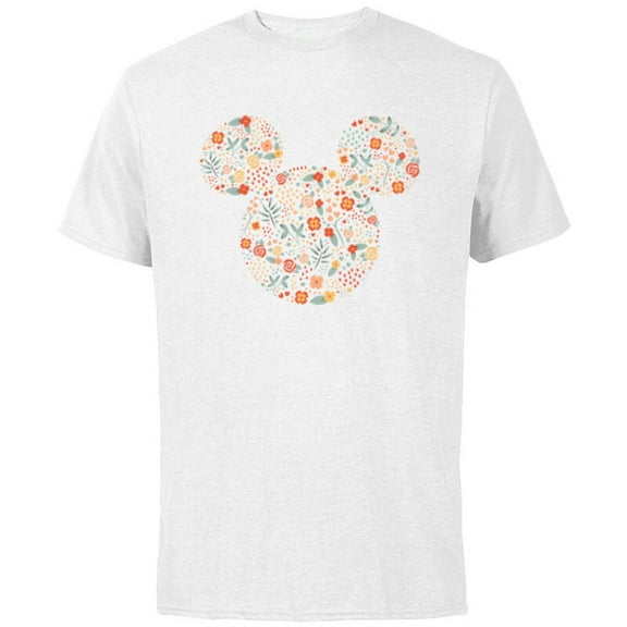 Disney Mickey Mouse Spring Head Icon with Bow Springtime - Short Sleeve Cotton T-Shirt for Adults - Customized-White