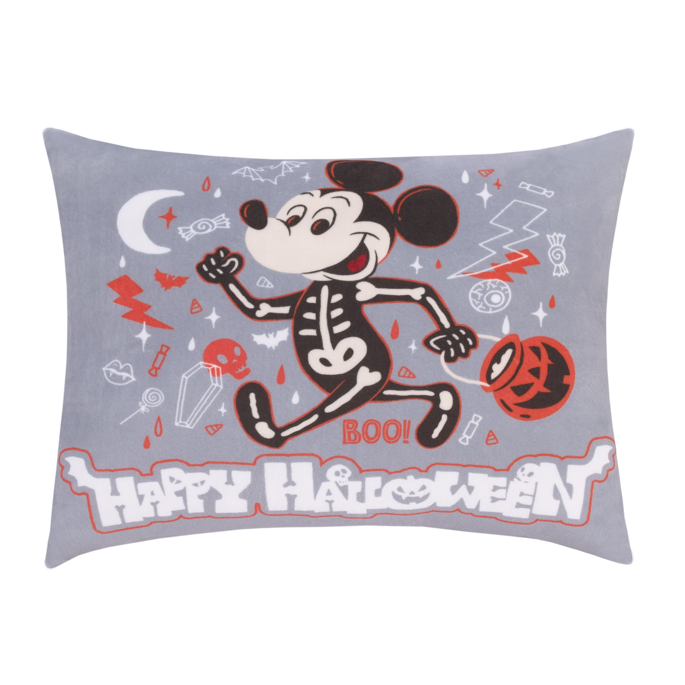 Disney Mickey Mouse Squishy Toddler Pillow, 15x12", Gray, Rectangular shape, Halloween