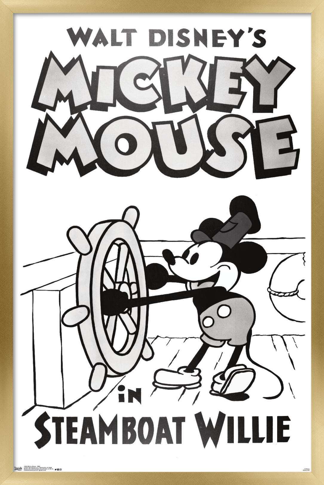 Disney Mickey Mouse - Steamboat Willie Wall Poster, 14.725" x 22.375", Framed