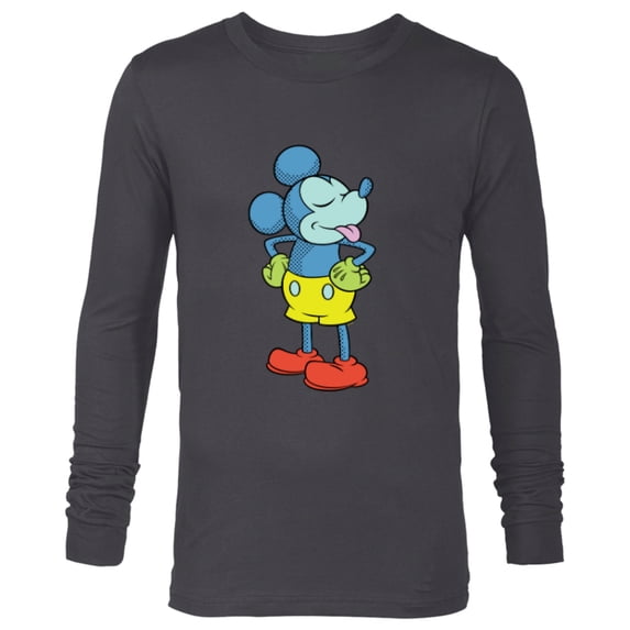 Disney Mickey Mouse Sticking Tongue Out Retro Pop Art - Long Sleeve T-Shirt for Men - Customized-Charcoal Heather
