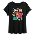 thumbnail image 1 of Disney - Mickey Mouse - Stitched Collegiate Patches - Juniors Ideal Flowy Muscle T-Shirt, 1 of 5