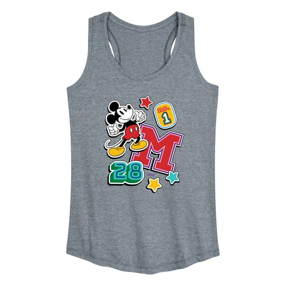 Disney - Mickey Mouse - Stitched Collegiate Patches - Women's Racerback Tank Top