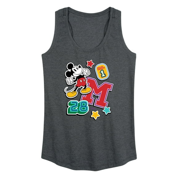 Disney - Mickey Mouse - Stitched Collegiate Patches - Women's Racerback Tank Top