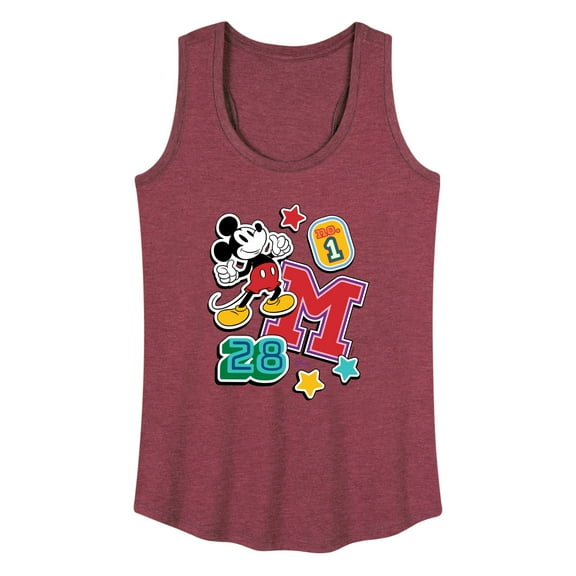 Disney - Mickey Mouse - Stitched Collegiate Patches - Women's Racerback Tank Top