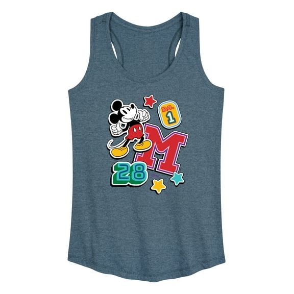 Disney - Mickey Mouse - Stitched Collegiate Patches - Women's Racerback Tank Top