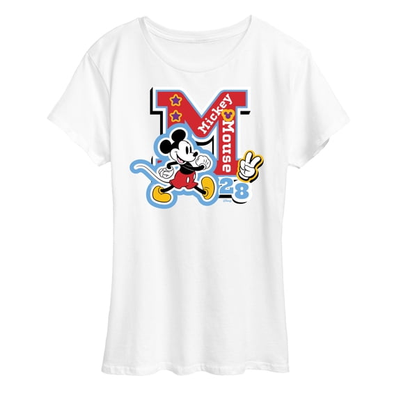 Disney - Mickey Mouse - Stitched Patches for Teammates - Women's Short Sleeve Graphic T-Shirt
