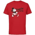 thumbnail image 1 of Disney Mickey Mouse Striding Retro Distressed Enjoy The Now - Short Sleeve Cotton T-Shirt for Adults - Customized-Red, 1 of 5