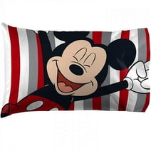 Disney Mickey Mouse Stripes 1 Pack Pillowcase, 100% Microfiber