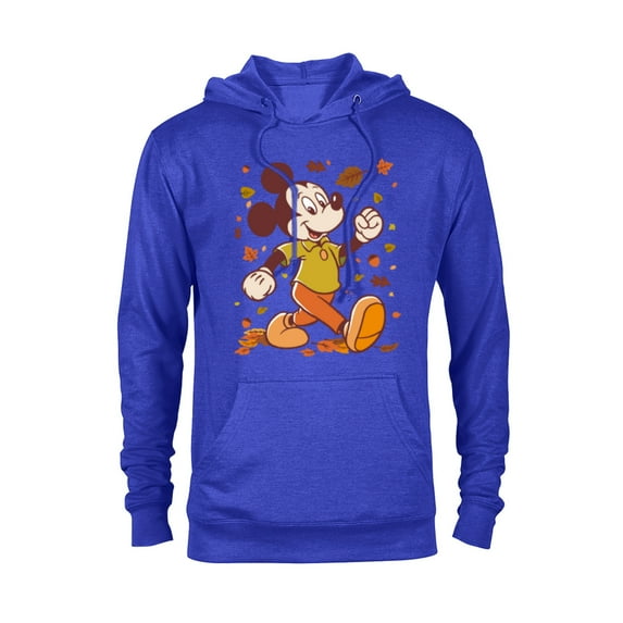 Disney Mickey Mouse Strolling Through Autumn Leaves Fall - Pullover Hoodie for Adults - Customized-Royal