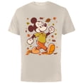 thumbnail image 1 of Disney Mickey Mouse Strolling Through Autumn Leaves Fall - Short Sleeve Cotton T-Shirt for Adults - Customized-Natural, 1 of 5